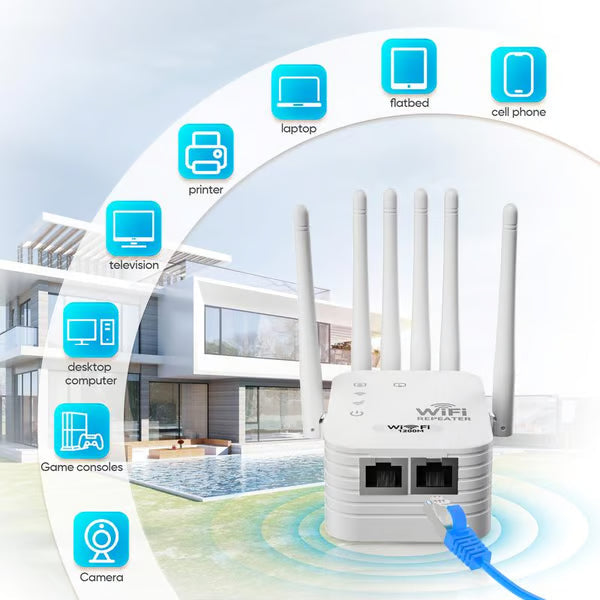 📶WiFi Extender 6-Antenna Strong Signal🚀⚡